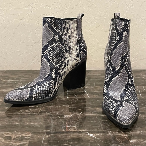 Marc Fisher Alva Snake Embossed Leather Ankle Boots - Picture 12 of 12